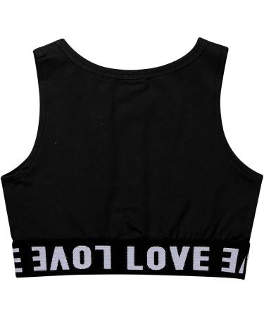 Freebily Girls Stretchy Sports Bra Dance Crop Top Black Love 8-10 - Buy Online on GoSupps.com
