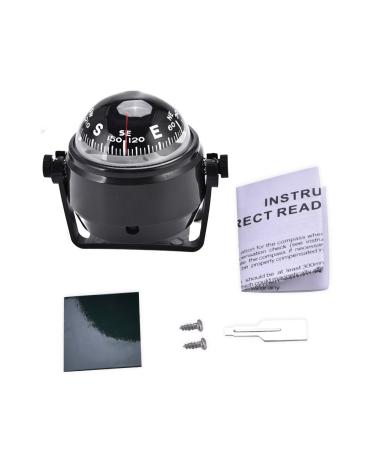 Boat Compsss, Black Electronic Adjustable Military Marine Ball Night Compass for Boat Vehicle