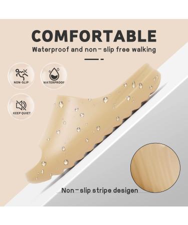 Platform Pillow Slippers for Women and Men - Anti-Slip Lightweight Spa Sandals in Khaki - Buy Online on GoSupps.com