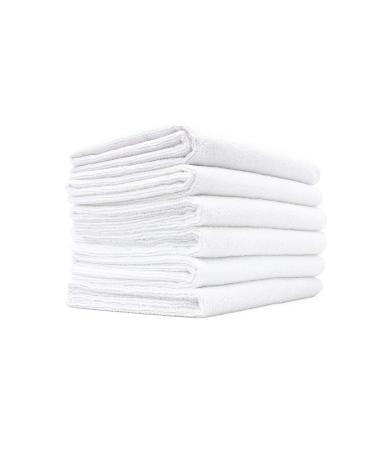 The Rag Company - Spa & Yoga Towel - Gym, Exercise, Fitness, Sport, Ultra Soft, Super Absorbent, Fast Drying Premium Microfiber, 365gsm, 16in x 27in, White (6-Pack) Whtie