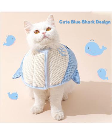 Adjustable Hubin Fleece Cat Collar - Post-Surgery Protective Halskrause for Cats Kittens & Puppies (Blue Shark M: 2.5-5kg) - Buy Online on GoSupps.com