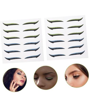 NOLITOY 12 Pairs Glitter Eyeliner Makeup Stickers Green Tape Double Eyelid Strips Skin Patch Flash Miss - Buy Online on GoSupps.com
