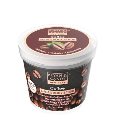 BRYAN & CANDY Coffee Sugar Body Scrub Ph 5.5 For Tan Removal & Exfoliation|For Women & Men|Enriched With Coffee Macadamia And Argan Oil|Removes Dirt & Dead Skin From Neck Knees Elbows & Arms - 250G