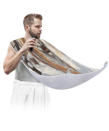 Forest Tiger Beard Bib Apron Beard Hair Catcher for Men Shaving Fathers Day Anniversary Christmas Gifts for Dad Husband Beard Bib with 2 Suction Cups