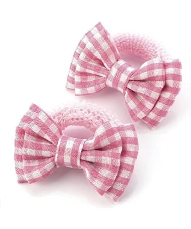 Topkids Accessories Bow Hair Bobbles/Hair ties for Girls Hair Accessories for Girls Hair Bands for Girls Hair bobbles for Girls Hair Bows Hair Elastics (Gingham Pink) - Buy Online on GoSupps.com