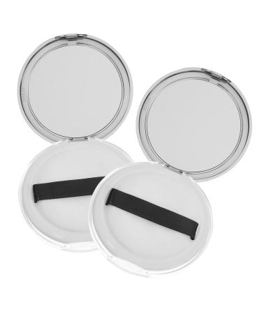 Beavorty Empty Compact with Sifter 2pcs Portable Loose Box Case with 2pcs Puff 7.5x7.5cm Silver