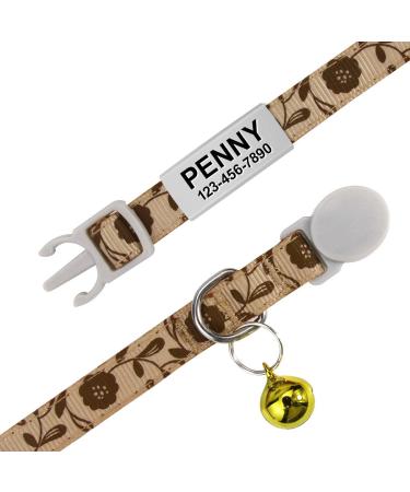 Tagme Personalized Cat Collar Set - Adjustable Safety Closure with Name & Phone Number 2-Pack Brown (18-28 cm) - Buy Online on GoSupps.com