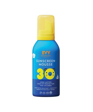 Evy Babies and Kids Sunscreen Mousse LSF 30 - Perfume -free - sweat and waterproof sun protection for children from 6 months Kids SPF 30