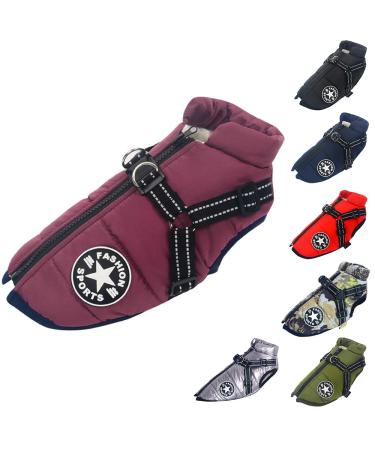 Dog Vest Dog Coat Waterproof Warm Vest with Dog Harness Winter Warm and Soft 9 Colors-Purple SS Purple