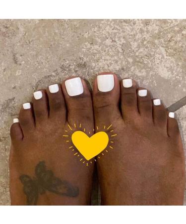 RODAKY Glossy White Press On Toe Nails for Women - 24PCS Fashion False Toenail Full Cover Acrylic Foot Nails - Buy Online on GoSupps.com