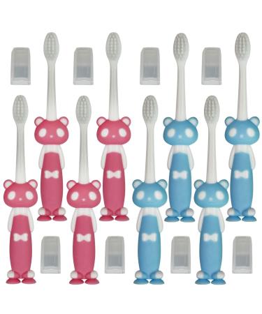 HOGREL Toothbrush for Kids with Dust Covers Suction Cup for Fun & Easy Storage Kids Toothbrushes Soft Bristle Toothbrushes for Kids 8 Pack 
