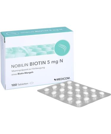 Nobilin Biotin 5 mg Tablets - 100 Count for Healthy Hair Skin & Nails | Buy Internationally - Buy Online on GoSupps.com