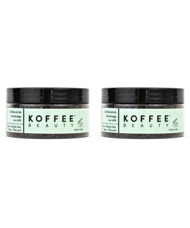 Aloe and Green Tea Coffee Scrub 4 oz - Organic Exfoliating Body Scrub - Face Exfoliator with Soothing Hydrating Oils - Restores Skin's Softness Brightness - Fresh Light Scent 4 Fl Oz (Pack of 2)