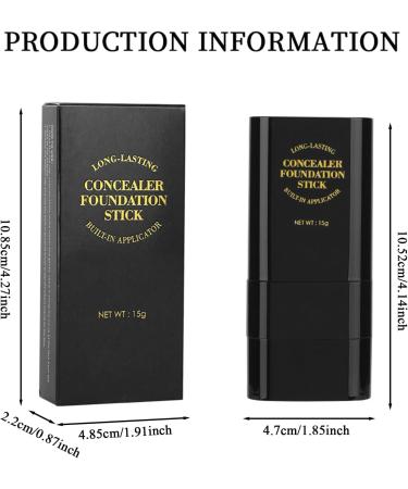 Fondazione Stick - Dual-Headed Concealer Cream 15g Moisturizing Makeup for Women | Long-Lasting Facial Primer Regular Coverage Base for Girls Facial Beauty Product - Buy Online on GoSupps.com