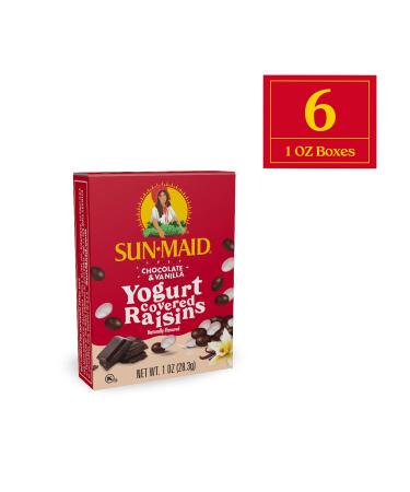 Sun-Maid Dark Chocolate & Vanilla Yogurt Coated Raisins - 1 Ounce Boxes (Pack of 6) - Buy Online on GoSupps.com