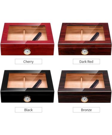 CIGARLOONG Cigar Humidor Spanish Cedar Desktop Box with Humidifier and Hygrometer Hold up to 25 Cigars(Color:Black) - Buy Online on GoSupps.com