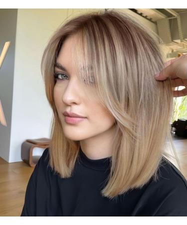 Emmor blonde wigs with curtain bangs shoulder -length synthetic women's wigs for long heat -resistant wig for everyday use natural and comfortable ombre blonde ombre blonde # - Buy Online on GoSupps.com