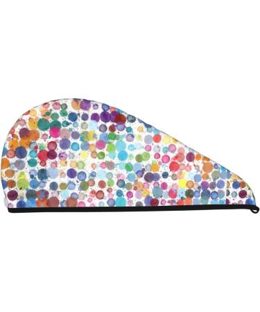 Colorful Watercolor Dots Microfiber Hair Towel - Soft Super Absorbent Wrap for Long Curly & Thick Hair | Quick Dry Coral Velvet Cap for Women - Buy Online on GoSupps.com