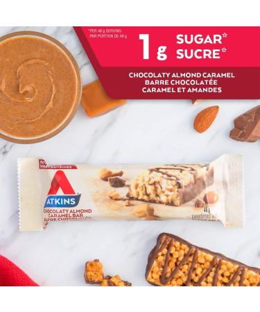 Atkins Protein Bars - Chocolaty Almond Caramel Low Sugar Keto Friendly High Protein High Fibre 1g Sugar 3g Carbs 5ct - Buy Online on GoSupps.com