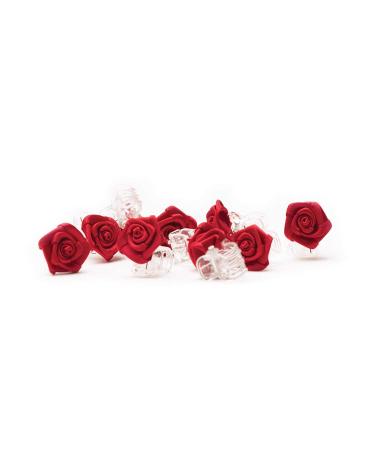 10 x hair clips roses - bridal hair accessories - rose hair clip - burgundy red 10 pieces (1 pack) Bordeaux Red