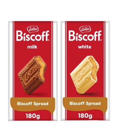 Chocolate Bar Bundle With Lotus Biscoff Milk Chocolate With Biscoff Cream 180g and White Chocolate With Biscoff Cream 180g (2 Pack) - Buy Online on GoSupps.com