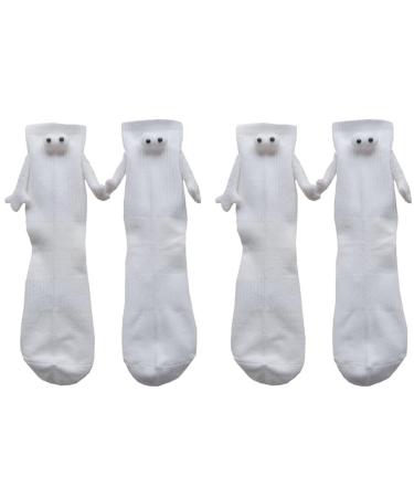 Hand Holding Socks Couple Holding Hands Funny Socks Magnetic Suction 3D Doll Couple Socks One Size White+white