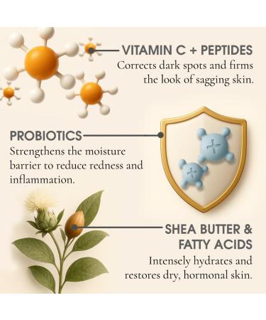 Glowbiotics Probiotic Multi-Brightening Cream - Dark Spot Corrector & Anti-Aging Face Moisturizer - 1.7 oz - Vitamin C & Peptides for Dry Hormonal Skin - Buy Online on GoSupps.com