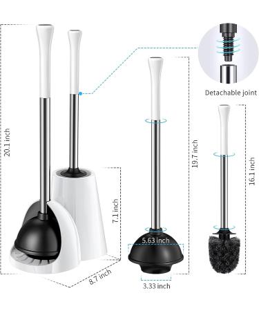 Hideaway Toilet Plunger Bowl Brush Combo Set with Holder - Elegant Scrubber Cleaner Caddy for Bathroom - White - Buy Online on GoSupps.com