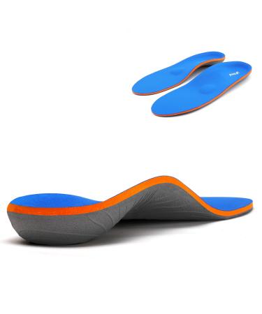 Full Length Metatarsal Arch Support Shock Absorption Orthotic Unisex Insoles for Flat Feet Plantar Fasciitis Relieve Foot Soreness Suitable Athletic Work Shoes(Size:UK-6 Length:9.87" Blue) UK-6-25CM--9.87" Blue