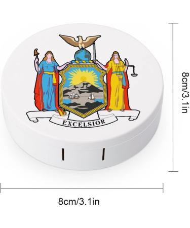 New York State Flag Round Case For Contact Lens Kit Storage Box with Mirror Printed - Buy Online on GoSupps.com