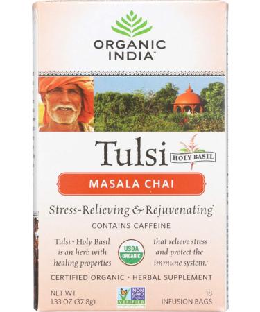 Organic India Tulsi Tea Masala Chai 18 Infusion Bags 1.33 oz (37.8 g)