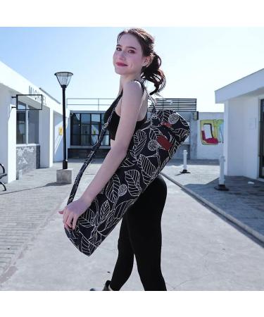ELENTURE Yoga Mat Bag - Navy Blue Leaf | Full-Zip Carrier for 1/4 1/3 Thick Mats | Gym Bag with Pockets and Adjustable Strap - Buy Online on GoSupps.com