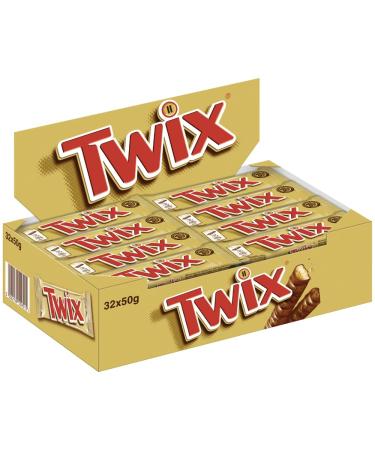 Twix TWIX Chocolate Bars (32 x 50 g) - Delicious Caramel Crunchy Cookie and Milk Chocolate Delight - Snack on the go!