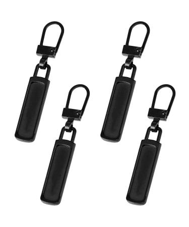 4 pieces zip zipper metal zipper pull spare parts zipper zipper universal replacement zipper removable rice lockers for jeans jackets wallet suitcases pants coat (black)