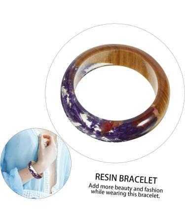 COLLBATH 1pc Epoxy Resin Bracelet Woodsy Decor Bangle Bracelets for Women Dried Flower Wooden Waist Acrylic Bangle Women Dried Flower Bracelet Cuff Bracelet Dried Flowers Hanfu - Buy Online on GoSupps.com