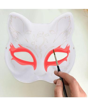 HOLIDYOYO Cat & Fox Mask - Hand-Painted White Paper Mache DIY Animal Mask for Unique Creations - Buy Online on GoSupps.com