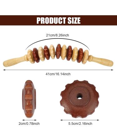 41cm Wooden Massage Roller - Anti-Cellulite Fascia Roll with Handle for Neck Legs & Back Relief - Buy Online on GoSupps.com