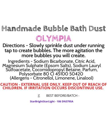Handmade Bubble Bath Dust - Various Scents (Bath Bomb Dust with Lasting Bubbles) Contains Epsom Salts (Olympia*) - Buy Online on GoSupps.com