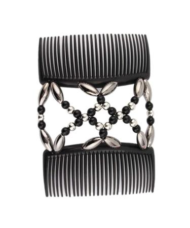 Beaded Hair Combs Stretchy Double Comb Hair Clips Stretchy Hair Comb Beads Hair Combs Elastic Hair Combs Vintage Beads Hair Comb for Women Hair Combs for Women Elastic Hair Slides