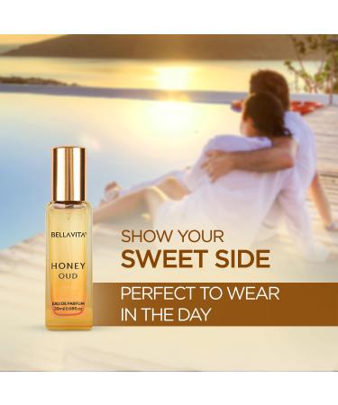 BellaVita Luxury Honey OUD Eau de Parfum Travel Size Edition 20 ml | Long-Lasting Mini Perfumes for Women | Notes: Patchouli Vanilla Bergamot & Spicy Notes | Pocket Perfume for Women | Vegan Perfume - Buy Online on GoSupps.com