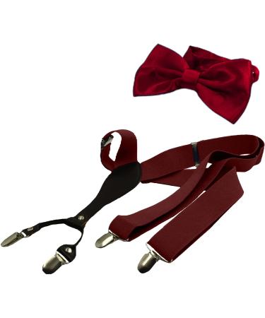 Shop Hanerdun Y-shaped Adjustable Braces for Men - Dark Red 3.5cm Wide Strong 4 Metal Clips Fits Up to 2m - Perfect for Adults & Kids - Buy Online on GoSupps.com