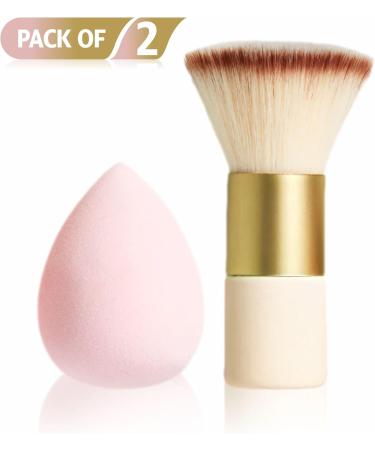 Professional Makeup Brush and Sponge Set - Beauty Blenders Concealer Sponge Makeup Kabuki Foundation Brush for Stippling Liquid Blending Face Brush Super Soft & Non Latex (2 PC) - Buy Online on GoSupps.com