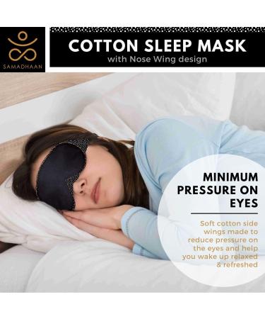 Samadhaan Cotton Sleep Mask for Sleeping | Soft 100% Blackout Eye Mask with Nose Wire | Adjustable Band | Travel Essential for Women Men - Black - Buy Online on GoSupps.com