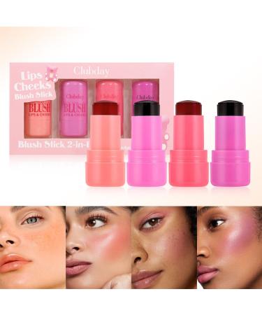 Cooling Water Jelly Tint Blush Multi-Use Lip Stain Tint & Cheek Stick Chill Poppy Pink Lip Gloss -1 000+ Swipes Per Stick Longlasting & Non-Stick Watercolor Effect Vivid Color (4 Colors) 4 Colors 1 Ounce (Pack of 1)