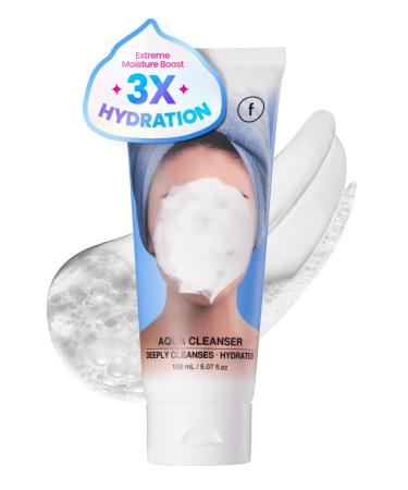 Aqua Cleanser Hydrating Refreshing Deep Cleansing Vegan Gentle Face Wash with Hyaluronic Acid Avocado Oil Protects Skin Barrier Makeup & Dead Skin Remover 5.07 Fl Oz