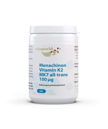 Vita World Menaquinone MK-7 Vitamin K2 All-Trans 100 g 60 Vegetarian Capsules Made in Germany
