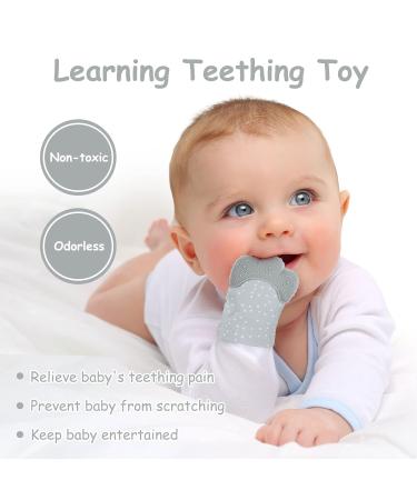 2Pack Silicone Teething Mitt for Babies | Pain Relief & Safety Glove | Teething Toys for 0-12 Months Grey - Buy Online on GoSupps.com