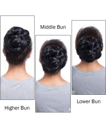 Silk-co Jet Black Curly Hair Bun Scrunchie | Synthetic Hair Extension Chignon | 35g - Buy Online on GoSupps.com