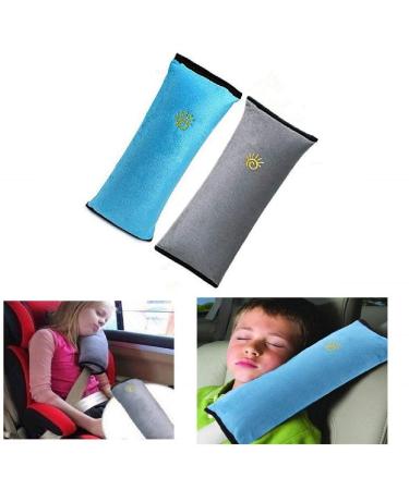 2-Pack Belt Pads & Sleeping Pillows for Kids - Neck Support Car Seat Belt Pillow (Gray & Blue) - Buy Online on GoSupps.com
