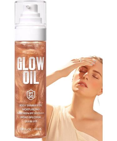 Body Shine Oil Moisturizing Body Oil 100ml Natural Skin Lightening And Moisturizing Oil With SPF50 For Travel And 02 Rose Gold B - Buy Online on GoSupps.com